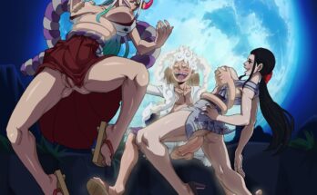 Gear 5 Luffy Having Fun With Robin and Yamato by kyaputenu