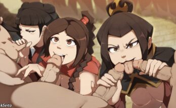 Mai X Ty Lee X Azula on Their Knee by pinkseito Avatar The Last Airbender-min
