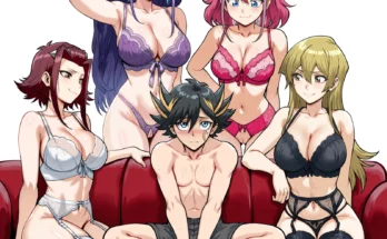 Yusei Fudo X Alexis Rhodes X Akiza Izinski X Lulu Obsidian X Zuzu Boyle Commission by fvalm13