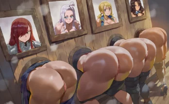 erza, mirajane, lucy and cana glory wall by shexyo – fairy tail