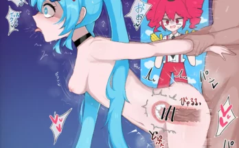 Kasane Teto Watching Hatsune Miku Getting Backshot by beni imo – Mesmerizer (Vocaloid)